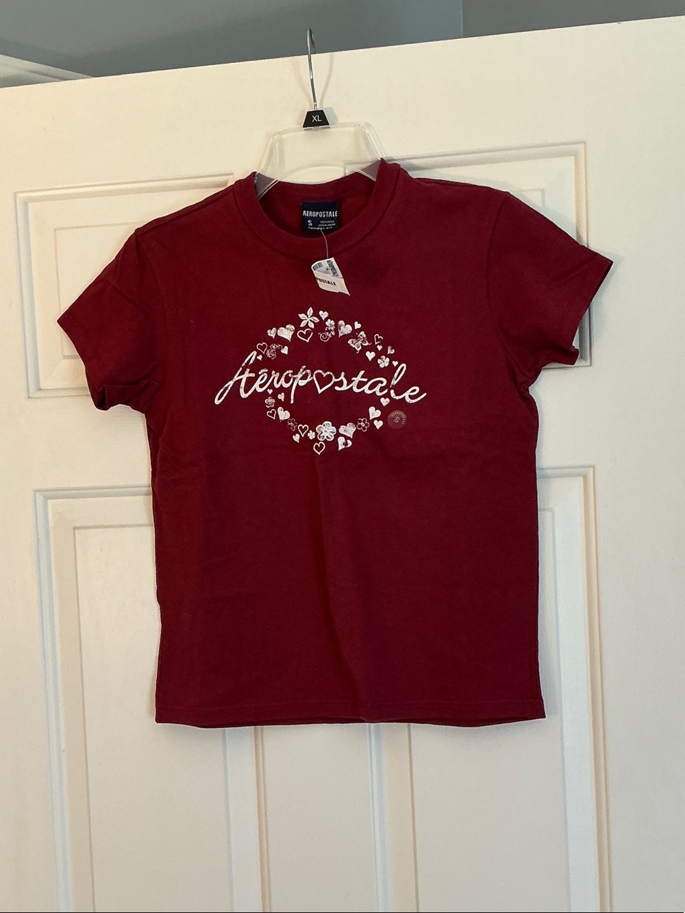Aeropostale Girls' Burgundy Tee with White Logo size Small NWT